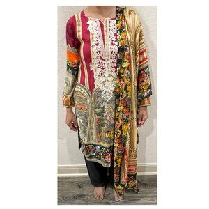 Multicolor Salwar Kameez Black Pants